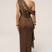 «Cuivre lumineux» — robe longue, bronze métallisée