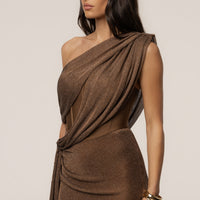 «Cuivre lumineux» — robe longue, bronze métallisée
