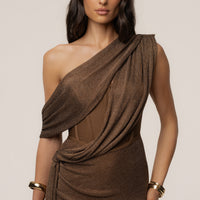«Cuivre lumineux» — robe longue, bronze métallisée