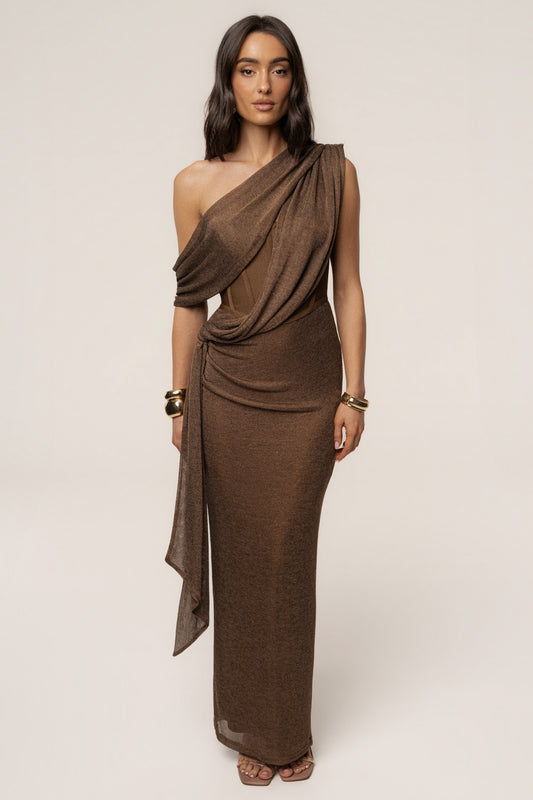 «Cuivre lumineux» — robe longue, bronze métallisée