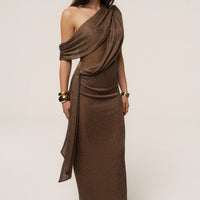 «Cuivre lumineux» — robe longue, bronze métallisée