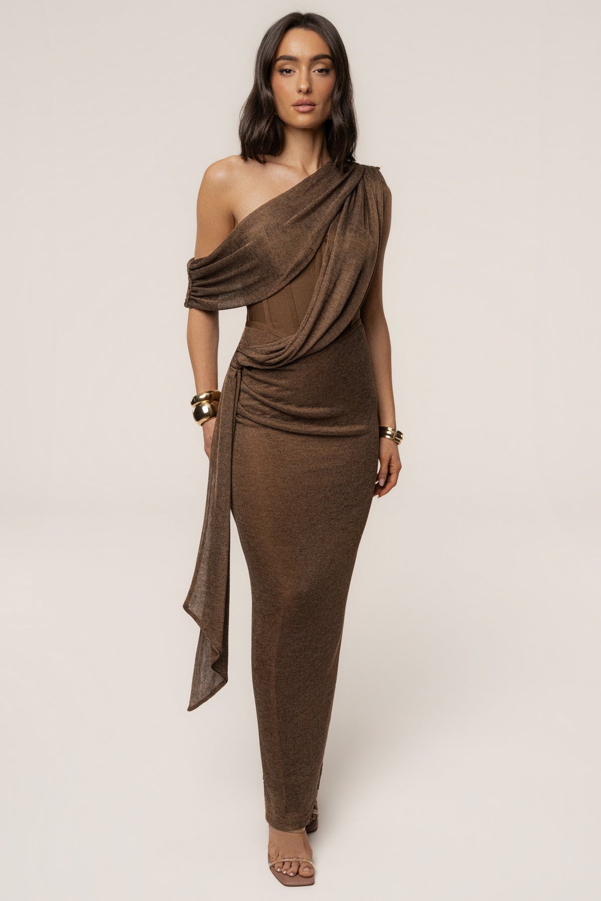 «Cuivre lumineux» — robe longue, bronze métallisée