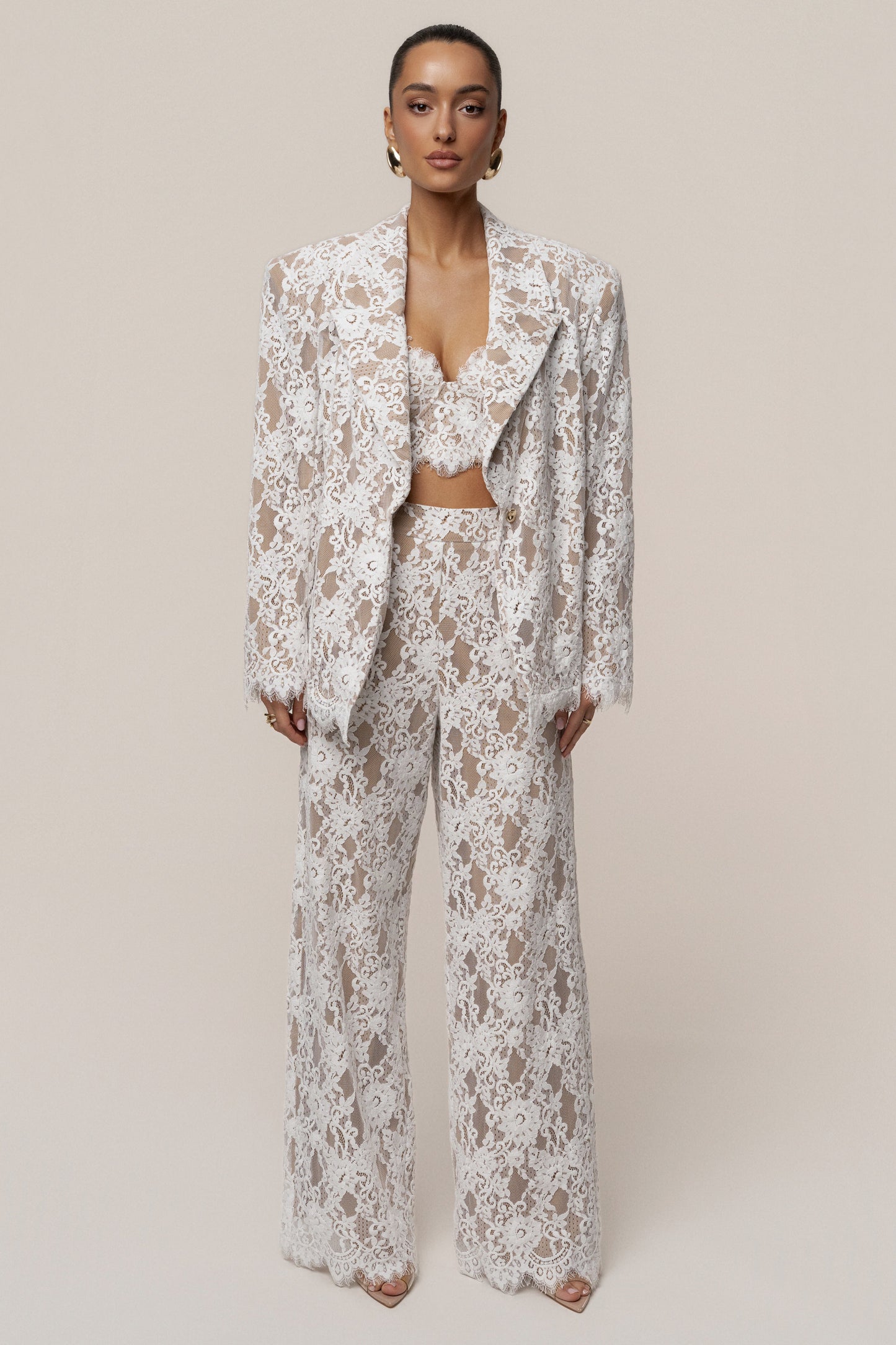 « Étreinte Éternelle » — Pantalon en Dentelle, Blanc