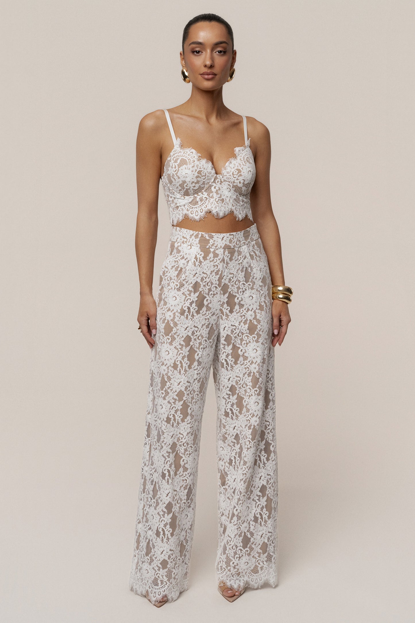 « Étreinte Éternelle » — Pantalon en Dentelle, Blanc