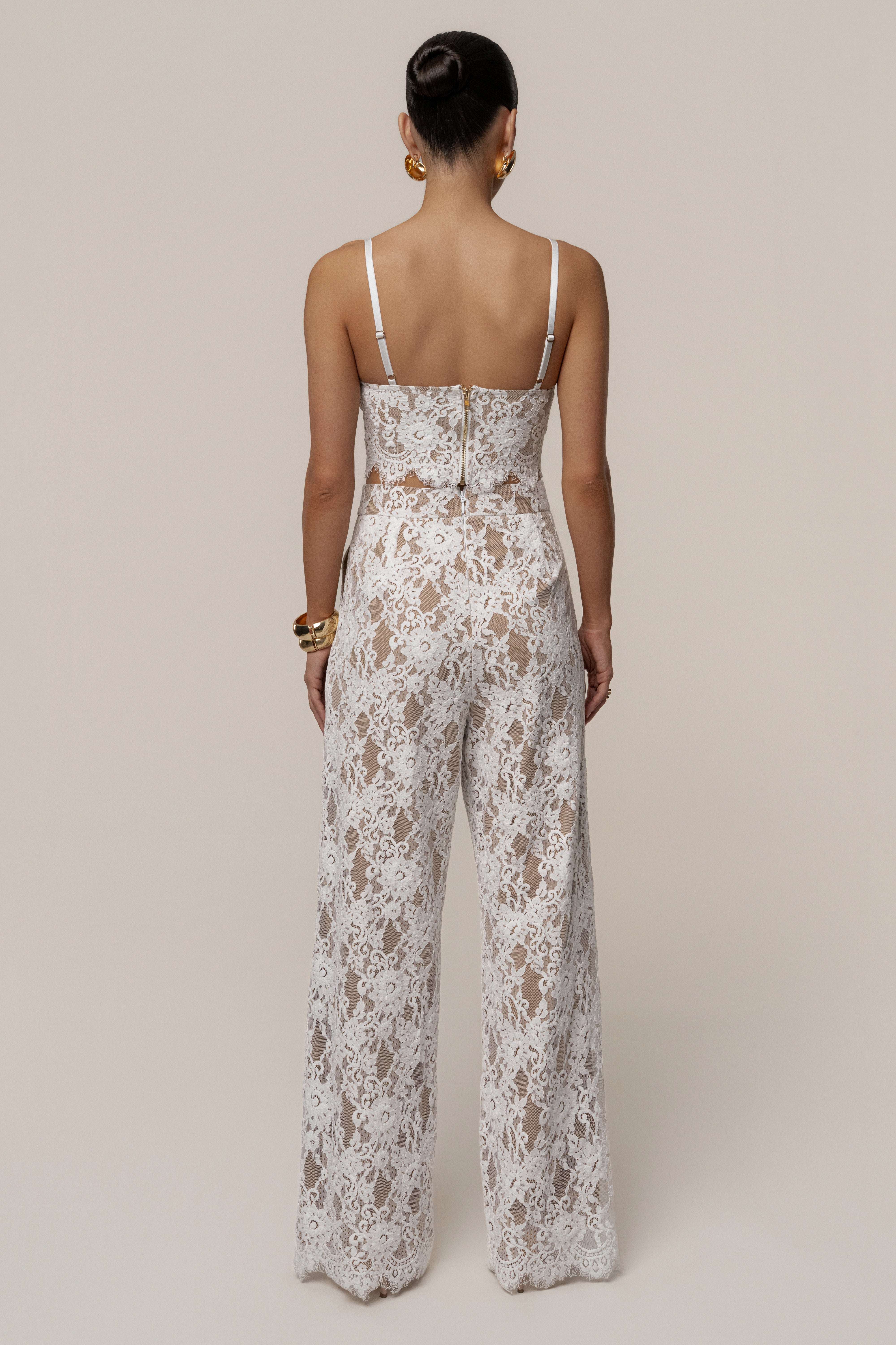 « Étreinte Éternelle » — Pantalon en Dentelle, Blanc