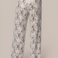 « Étreinte Éternelle » — Pantalon en Dentelle, Blanc