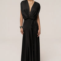 « Amalia » — Robe Longue Satinée, Noir