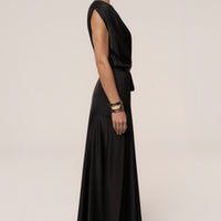 « Amalia » — Robe Longue Satinée, Noir