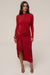 « Dernière Lueur » — Robe Midi Froncée à Fente, Rouge