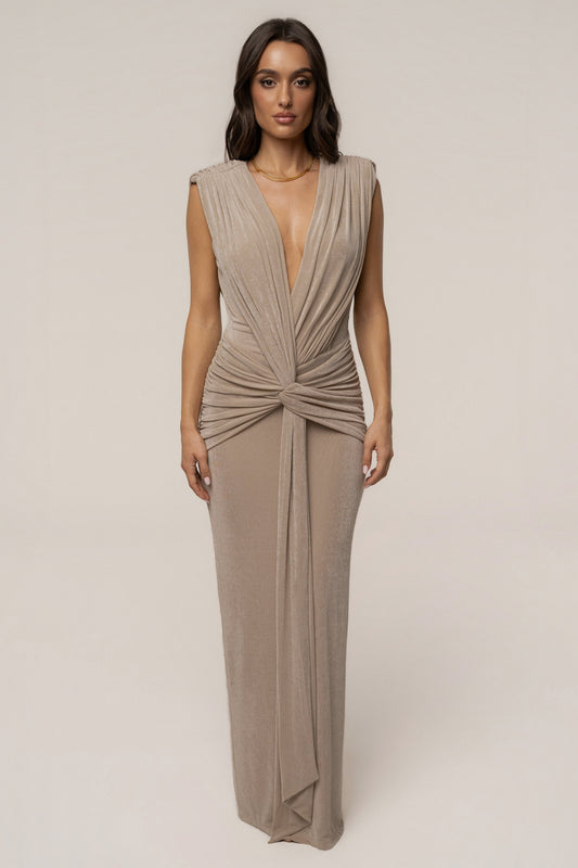 « Palma » — Robe Longue Décolletée, Pierre