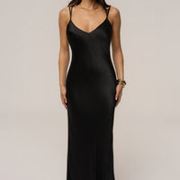 « Promesse Satinée » — Robe Longue, Noir