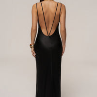 « Promesse Satinée » — Robe Longue, Noir