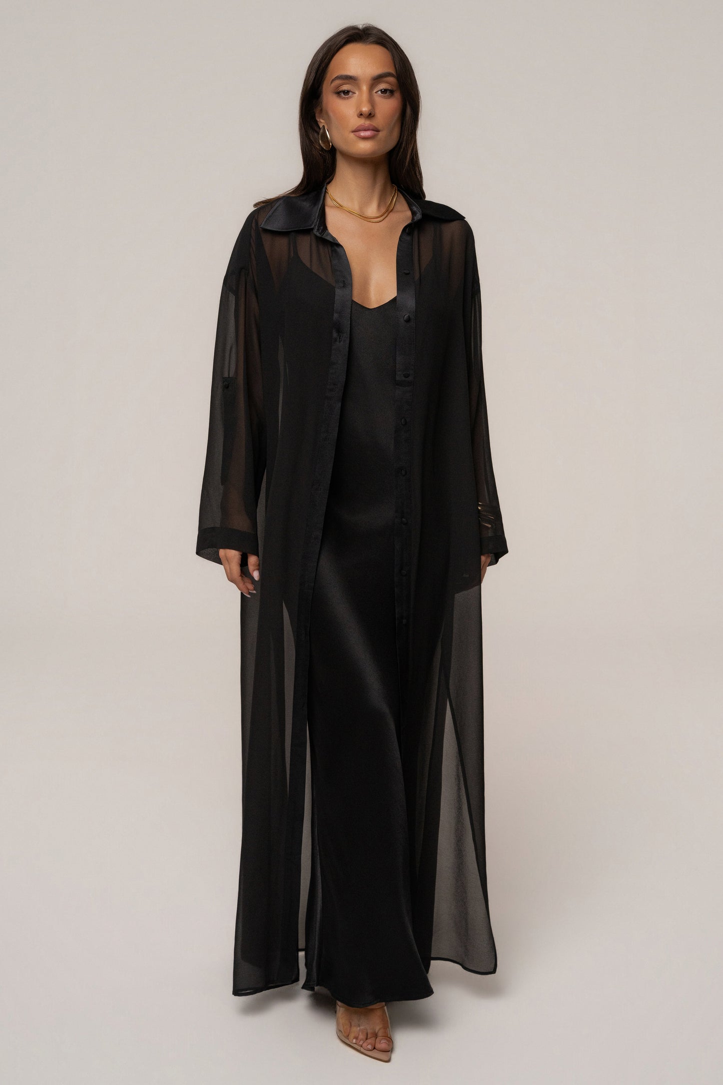 « Promesse Satinée » — Robe Longue, Noir