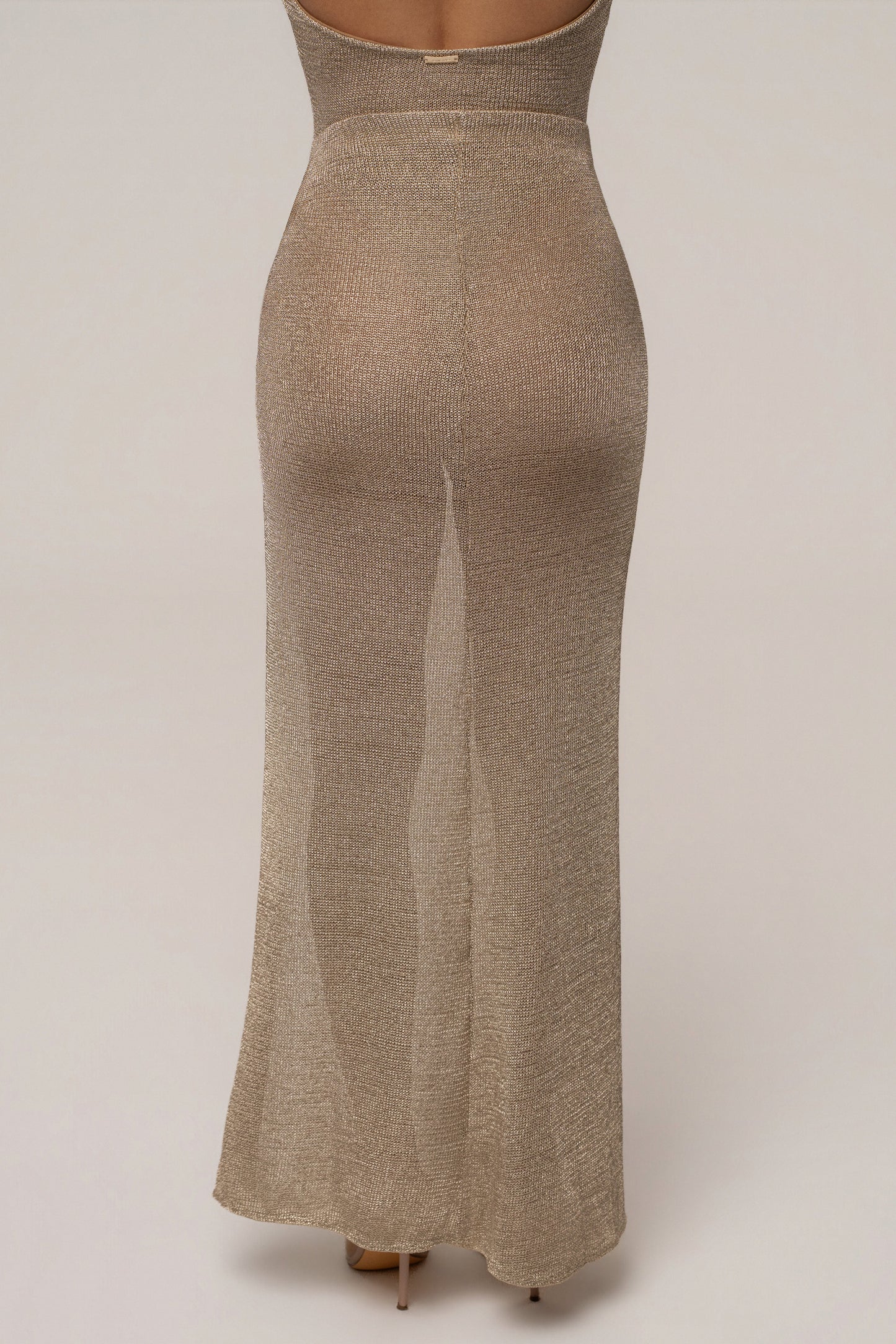 « Mirage Doré » — Ensemble Jupe en Maille, Or