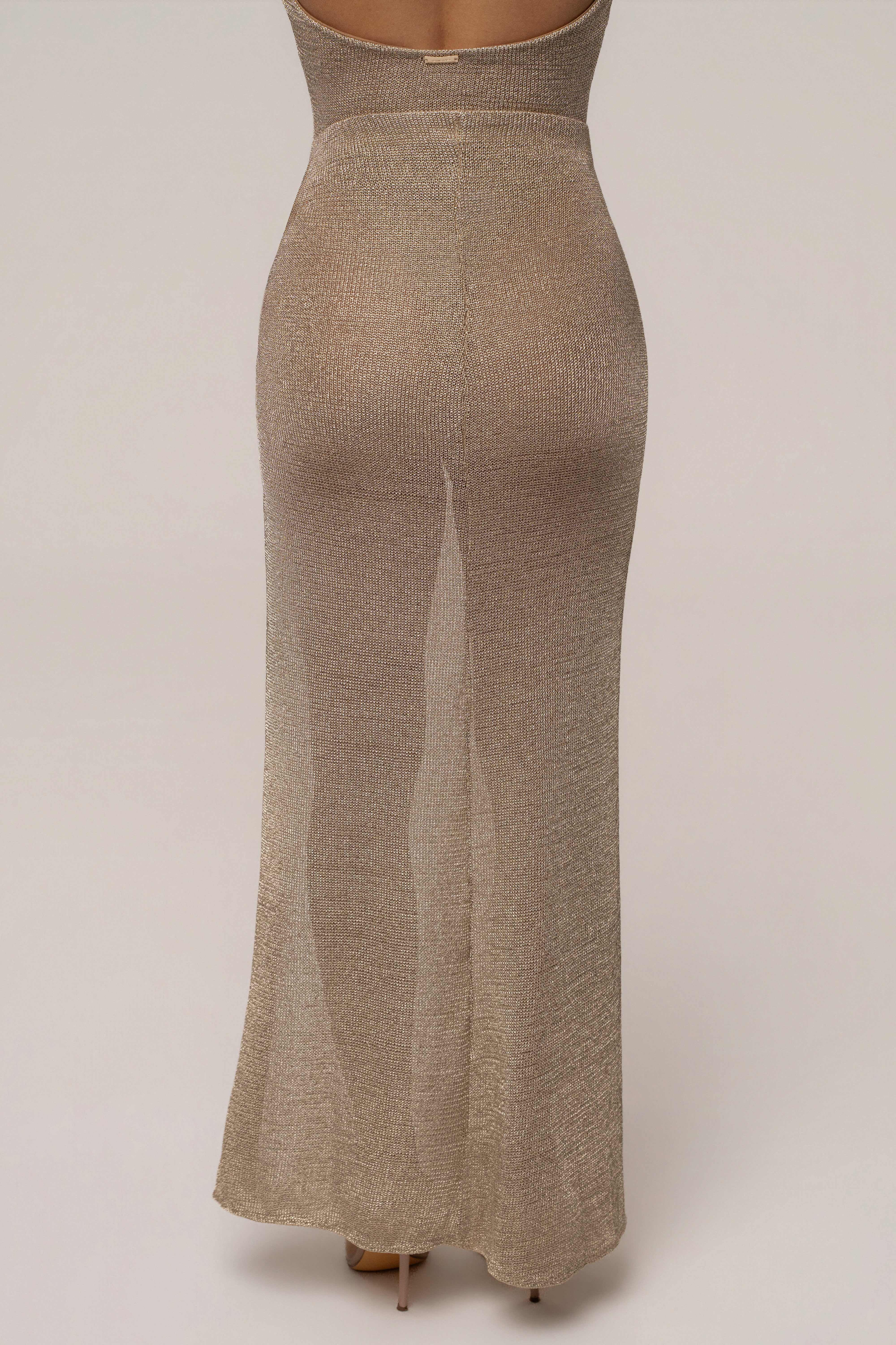 « Mirage Doré » — Ensemble Jupe en Maille, Or