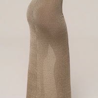 « Mirage Doré » — Ensemble Jupe en Maille, Or
