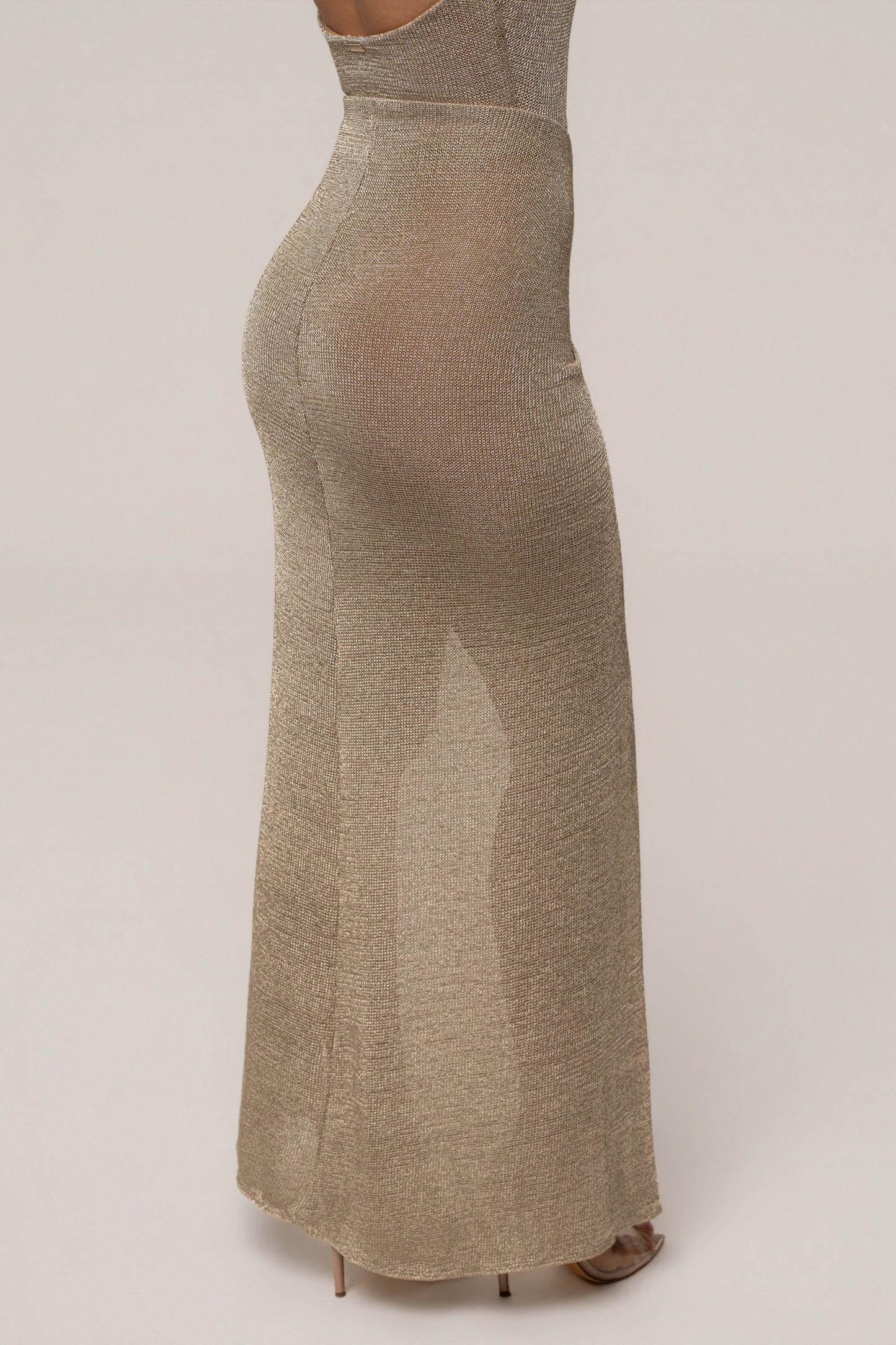 « Mirage Doré » — Ensemble Jupe en Maille, Or