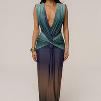 « Palma » — Robe Longue Décolletée, Noir Ombré