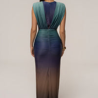 « Palma » — Robe Longue Décolletée, Noir Ombré