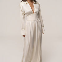 « Ligne Haute » — Robe Longue à Col, Crème