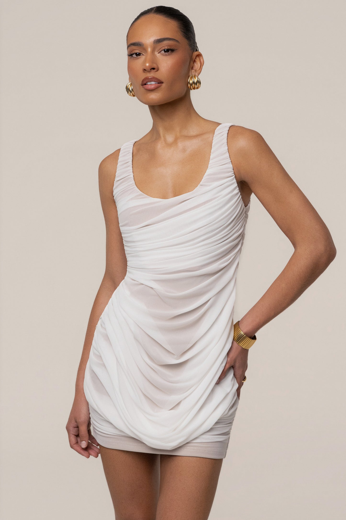 « Isla » — Robe Courte en Maille, Ivoire