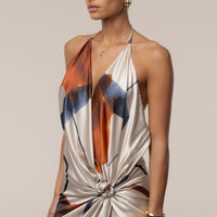 « Malibu » — Robe Mi-Longue en Satin, Ivoire