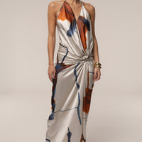 « Malibu » — Robe Mi-Longue en Satin, Ivoire