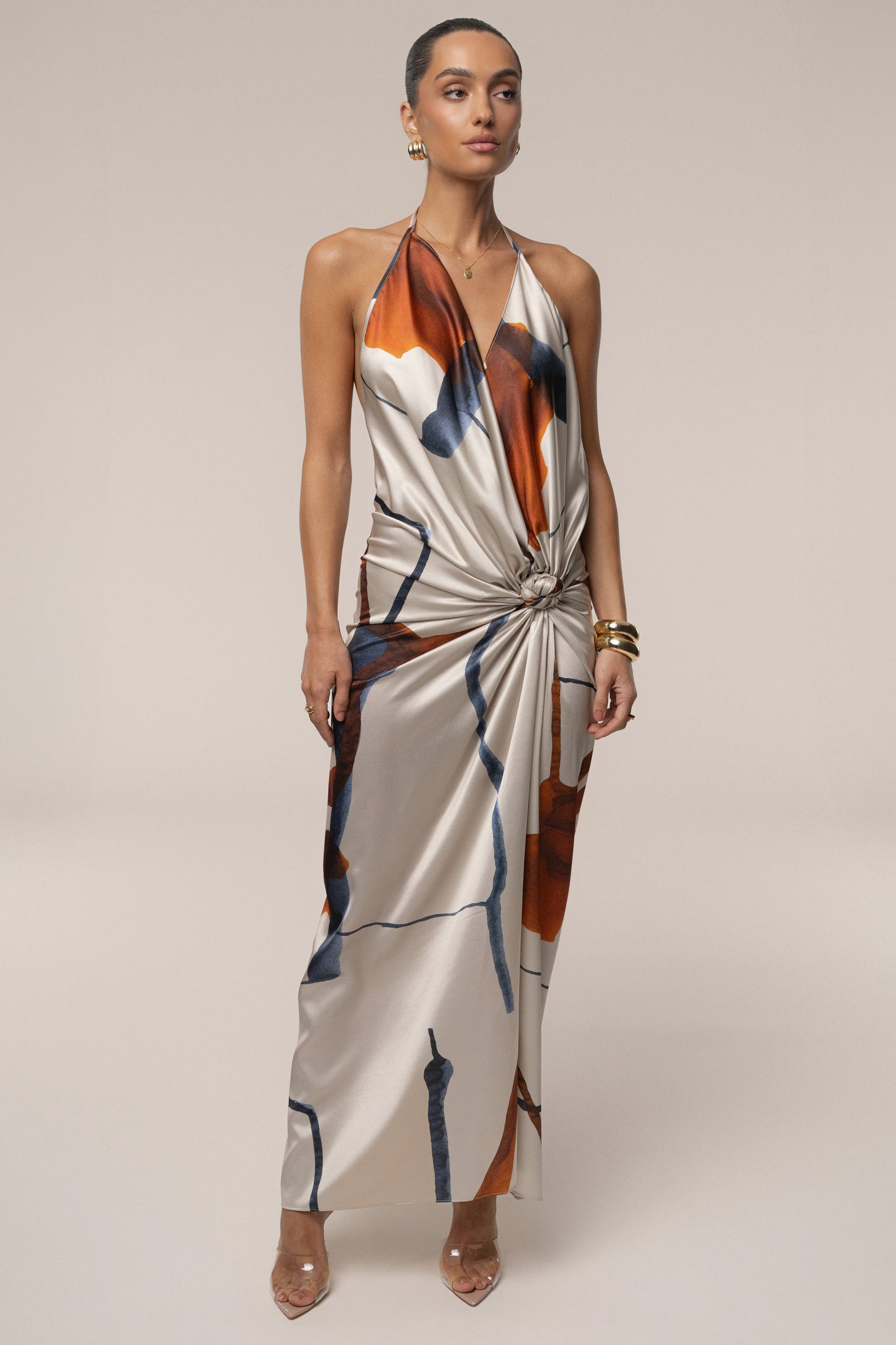 « Malibu » — Robe Mi-Longue en Satin, Ivoire