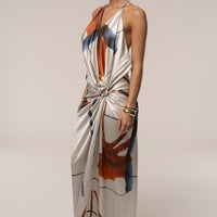 « Malibu » — Robe Mi-Longue en Satin, Ivoire