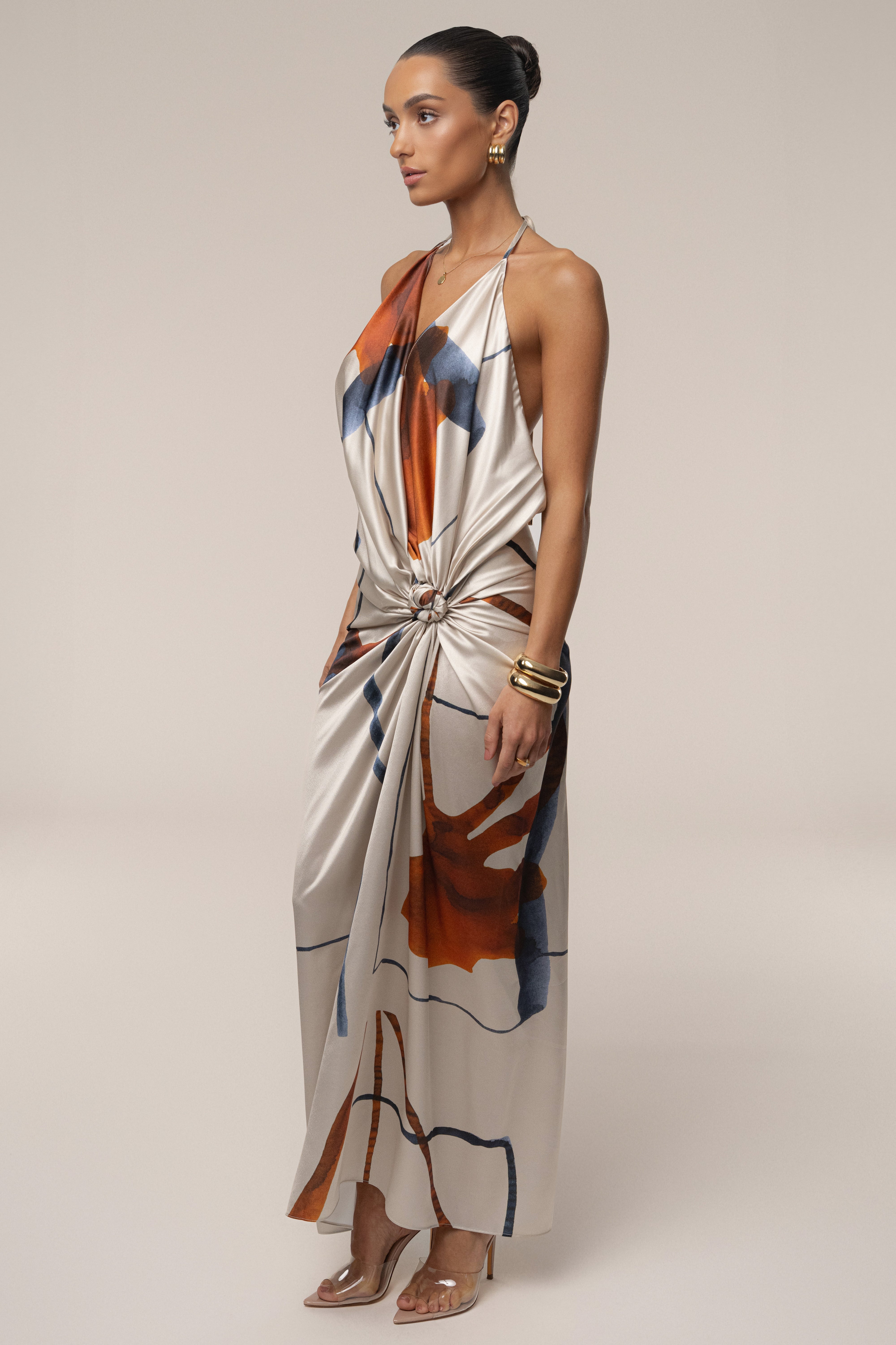 « Malibu » — Robe Mi-Longue en Satin, Ivoire