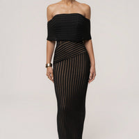 « Chant de Sirène » — Robe Longue Bustier Dos Lacé, Noir
