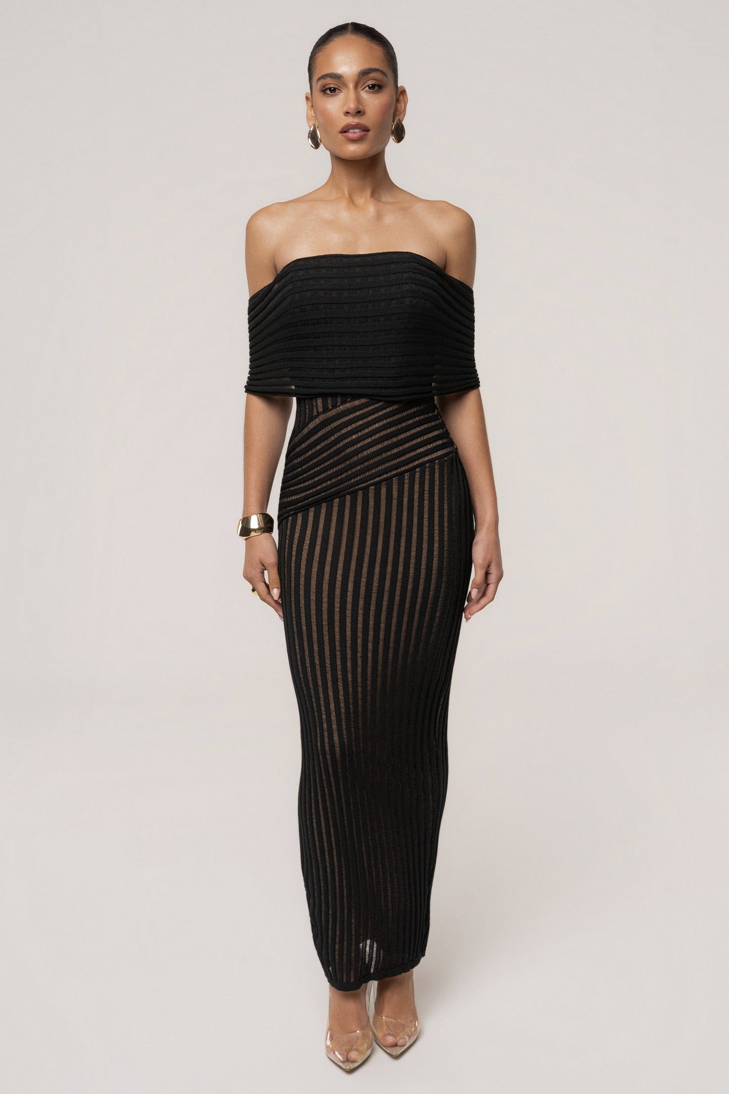 « Chant de Sirène » — Robe Longue Bustier Dos Lacé, Noir