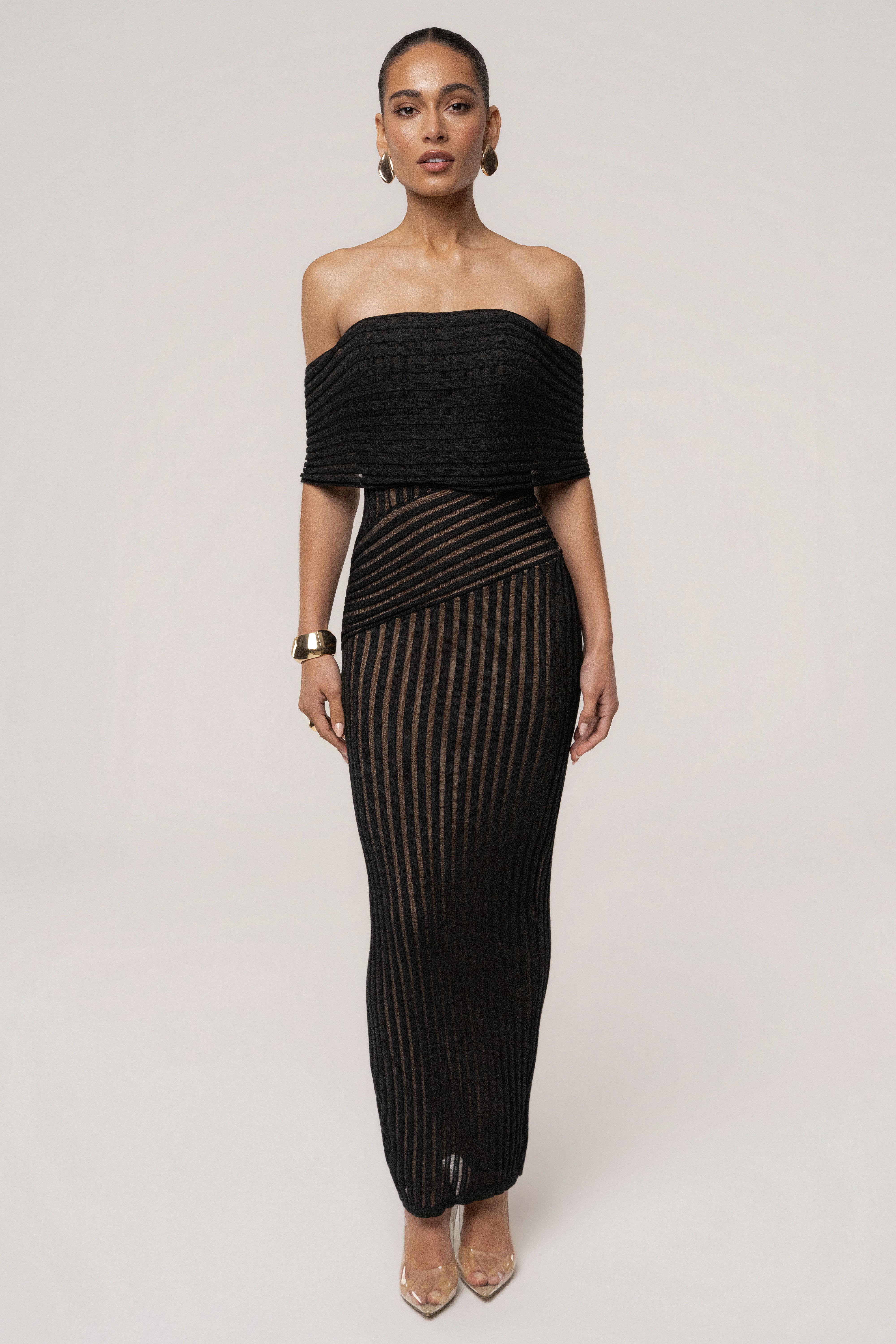 « Chant de Sirène » — Robe Longue Bustier Dos Lacé, Noir