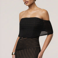 « Chant de Sirène » — Robe Longue Bustier Dos Lacé, Noir