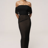 « Chant de Sirène » — Robe Longue Bustier Dos Lacé, Noir