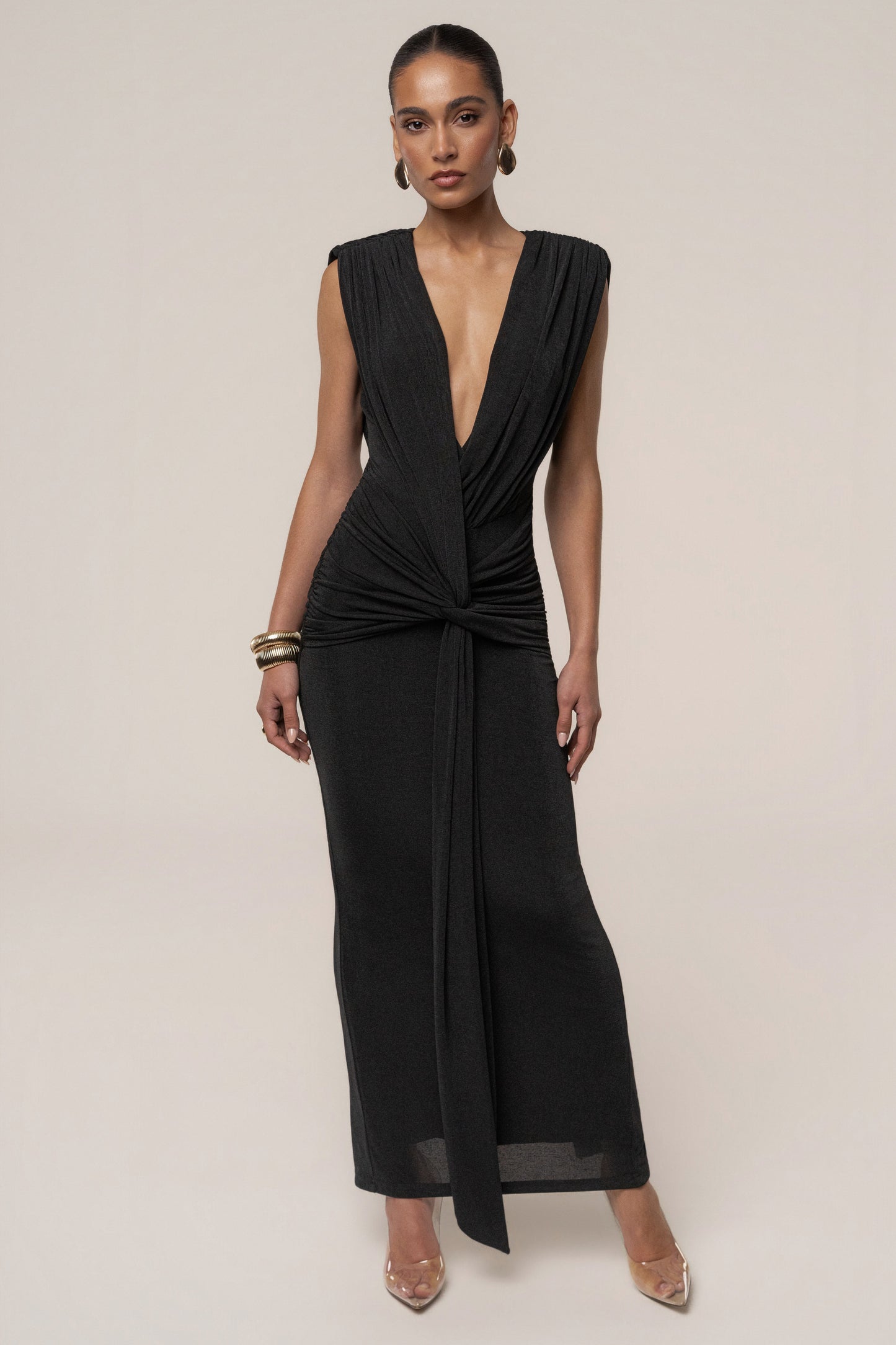 « Palma » — Robe Longue Décolletée, Noir