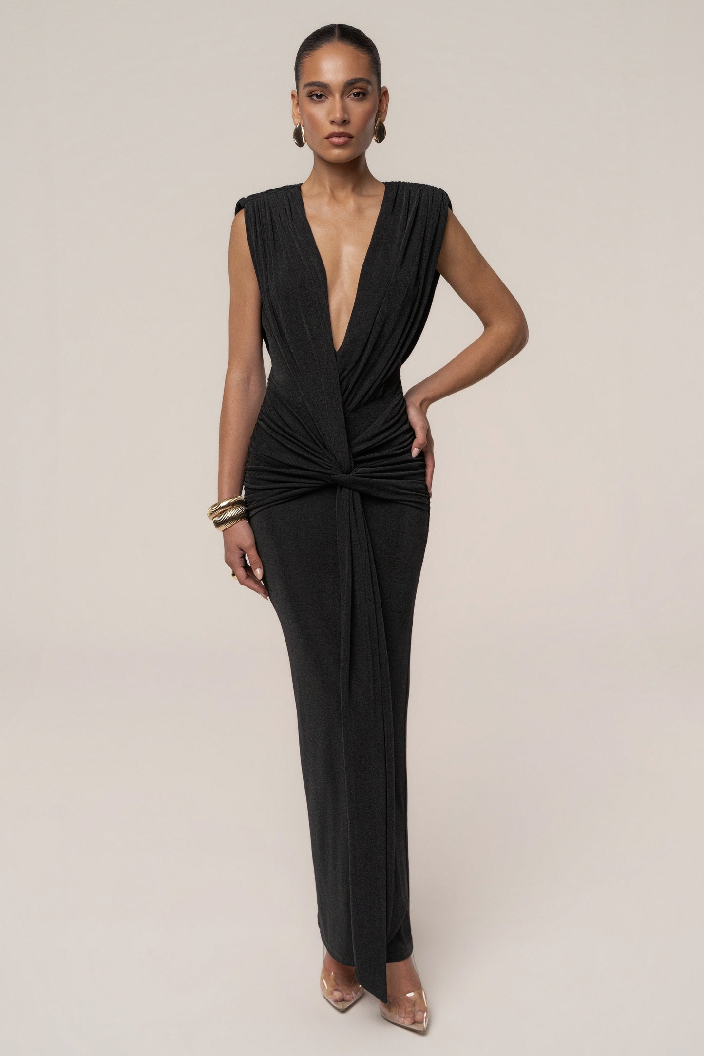 « Palma » — Robe Longue Décolletée, Noir