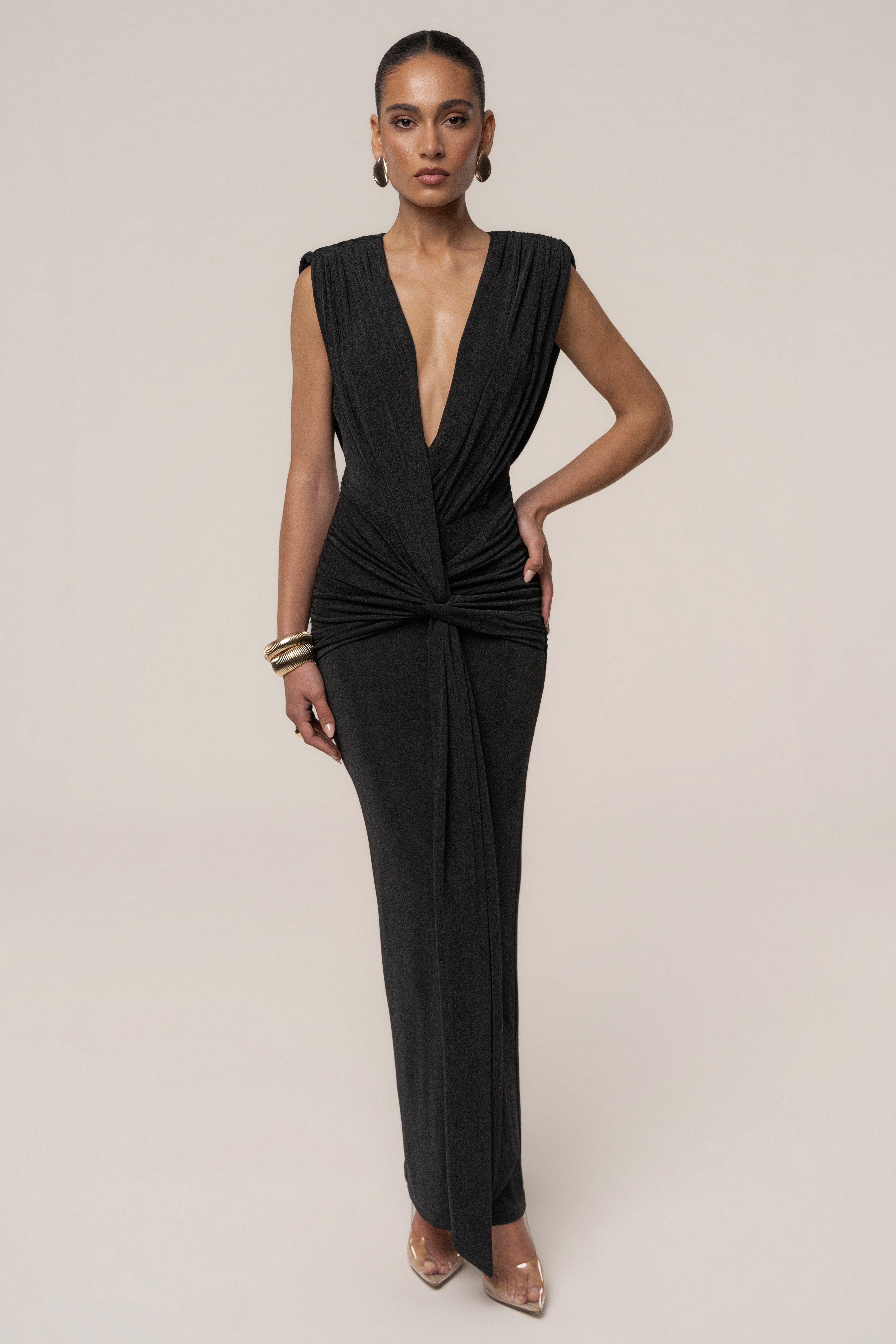 « Palma » — Robe Longue Décolletée, Noir