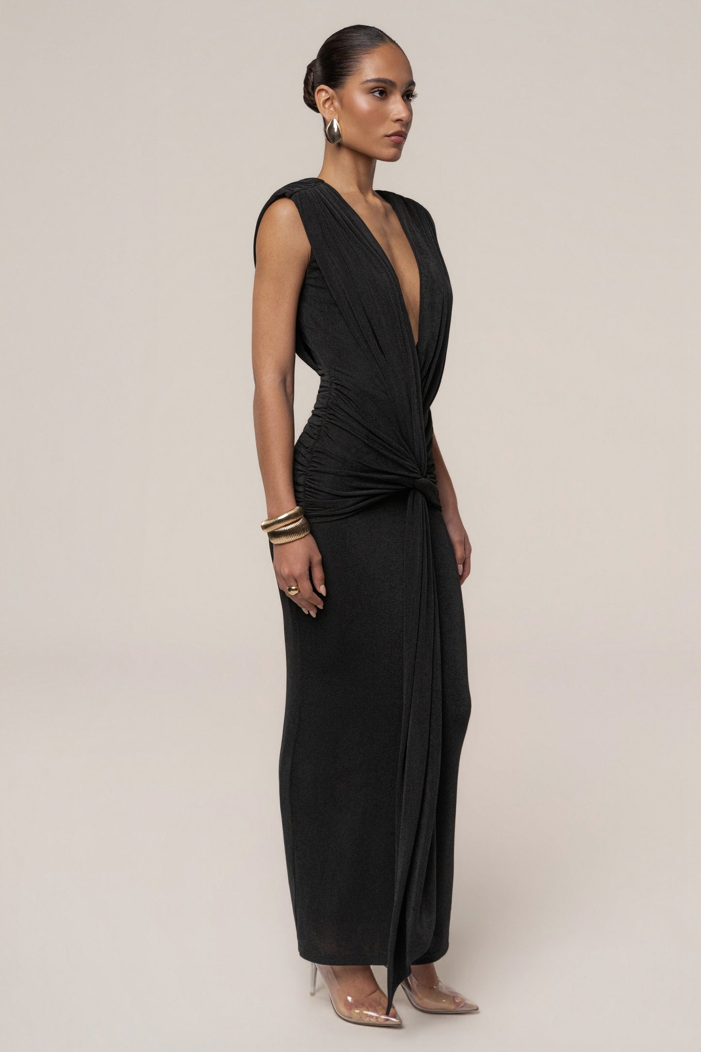 « Palma » — Robe Longue Décolletée, Noir