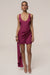 « Passage Doré » — Robe Courte Plongeante Dos Nu Drapée, Fuchsia