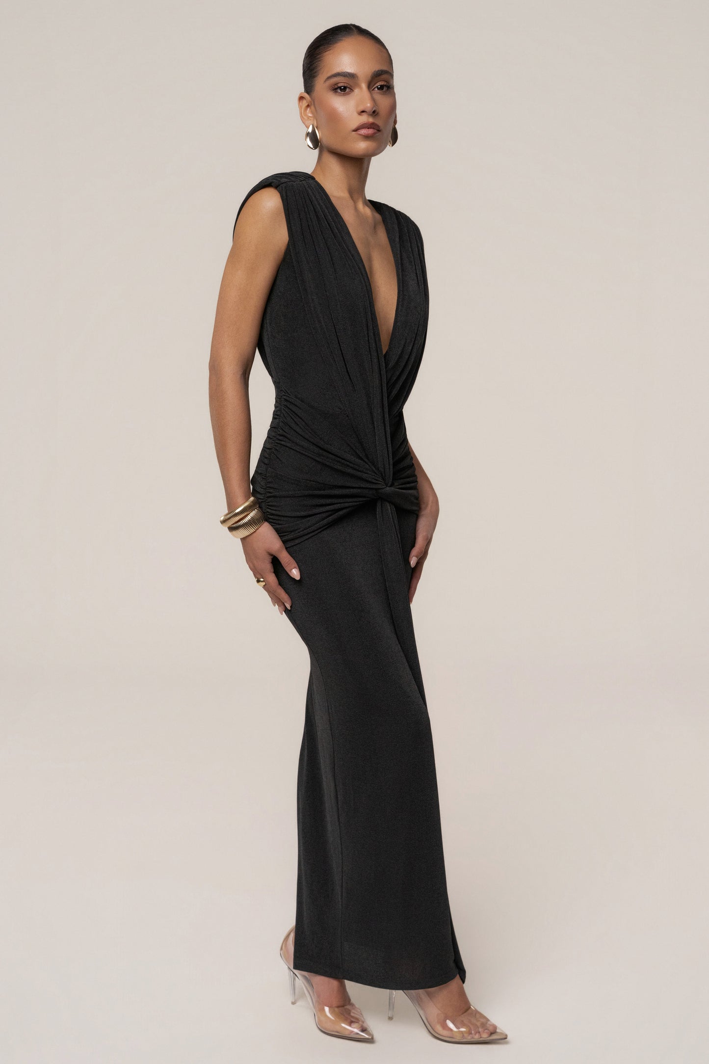 « Palma » — Robe Longue Décolletée, Noir