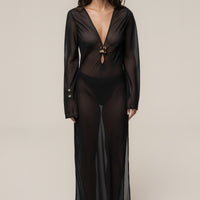 « Médaillon » — Robe Cache-Maillot Transparente, Noir