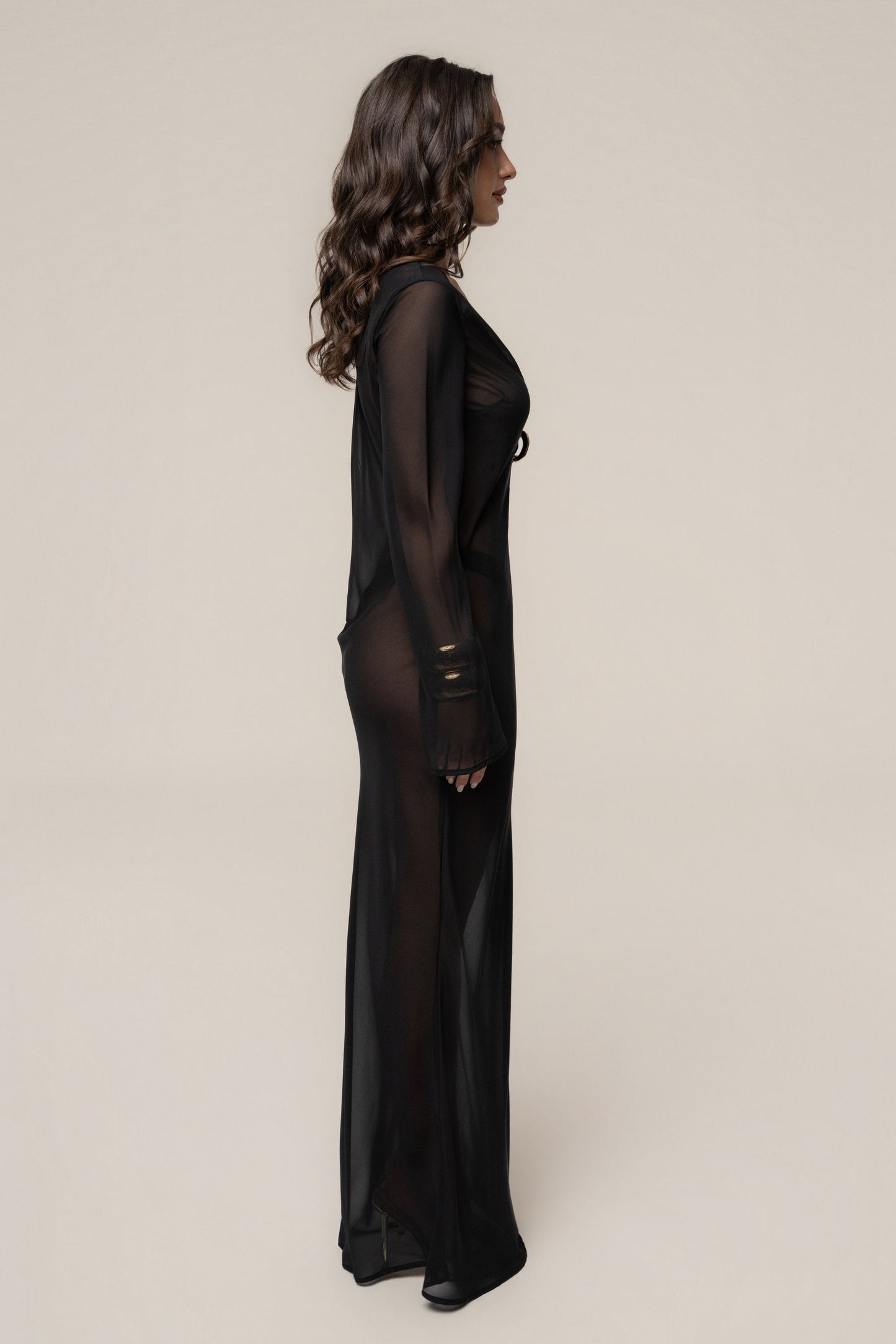 « Médaillon » — Robe Cache-Maillot Transparente, Noir