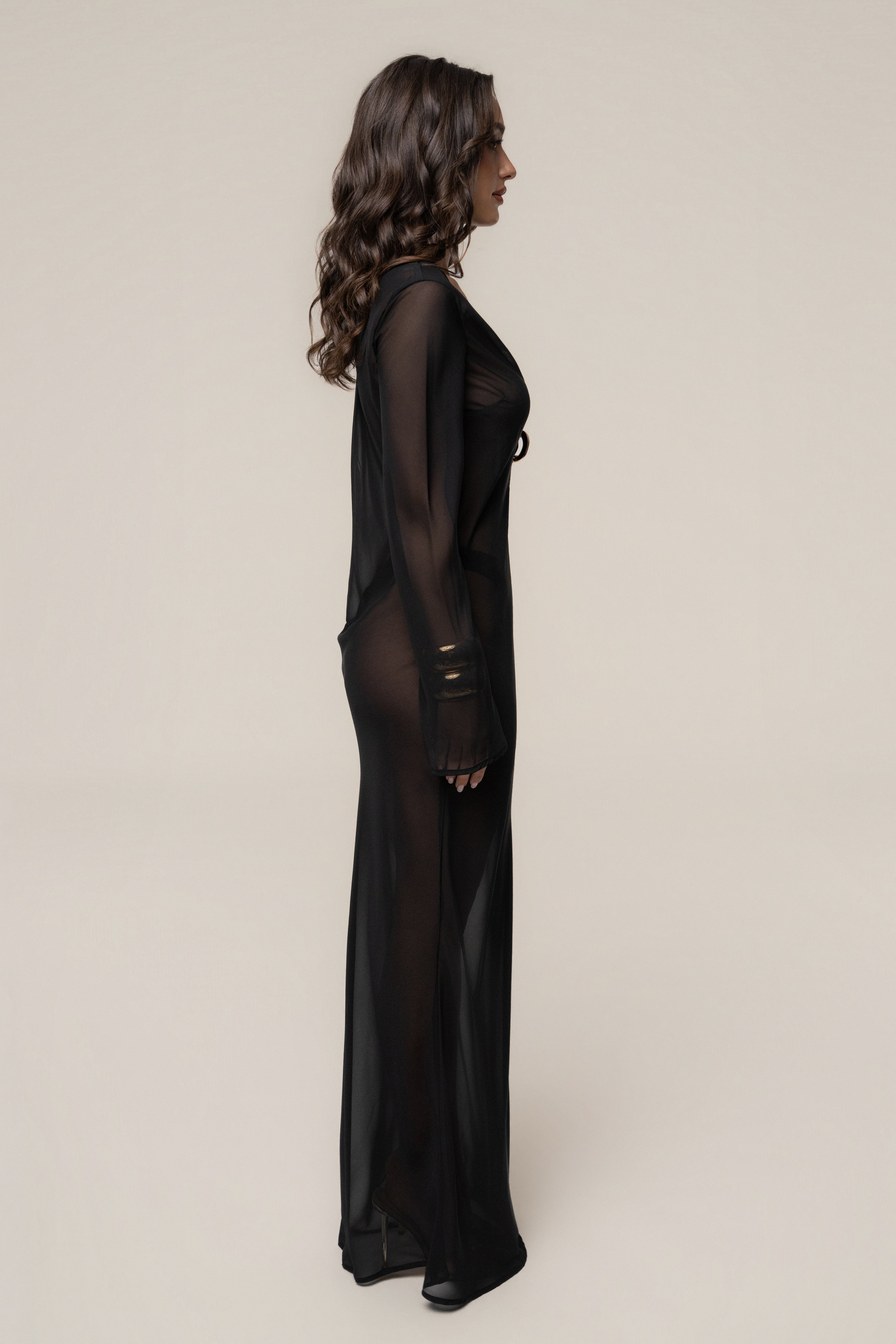 « Médaillon » — Robe Cache-Maillot Transparente, Noir