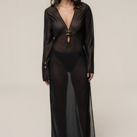 « Médaillon » — Robe Cache-Maillot Transparente, Noir