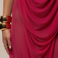 « Sirène » — Robe Longue Sculptante Mesh, Fuchsia