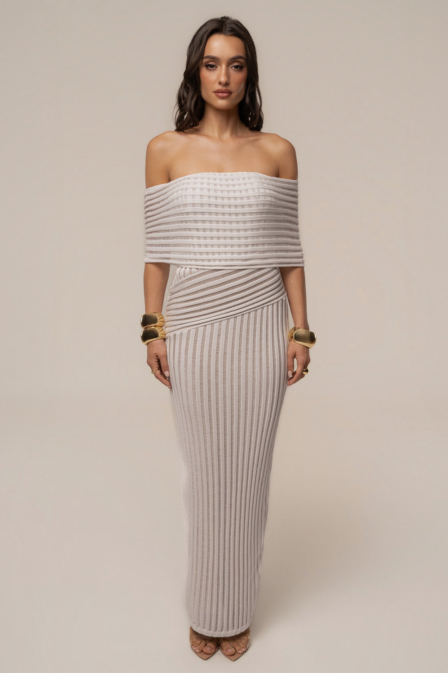 « Chant de Sirène » — Robe Longue Bustier Dos Lacé, Ivoire