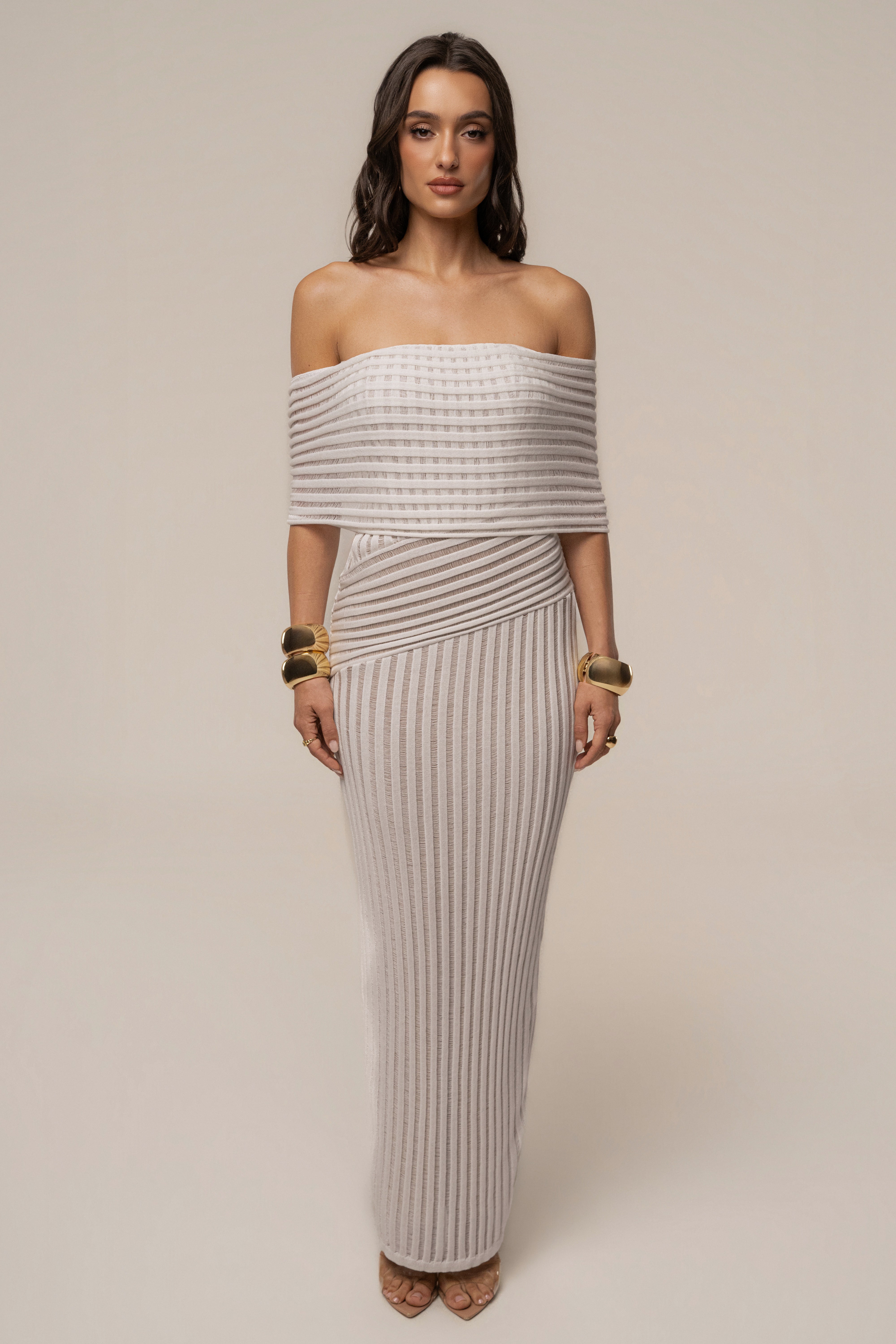 « Chant de Sirène » — Robe Longue Bustier Dos Lacé, Ivoire