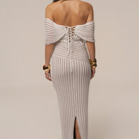 « Chant de Sirène » — Robe Longue Bustier Dos Lacé, Ivoire