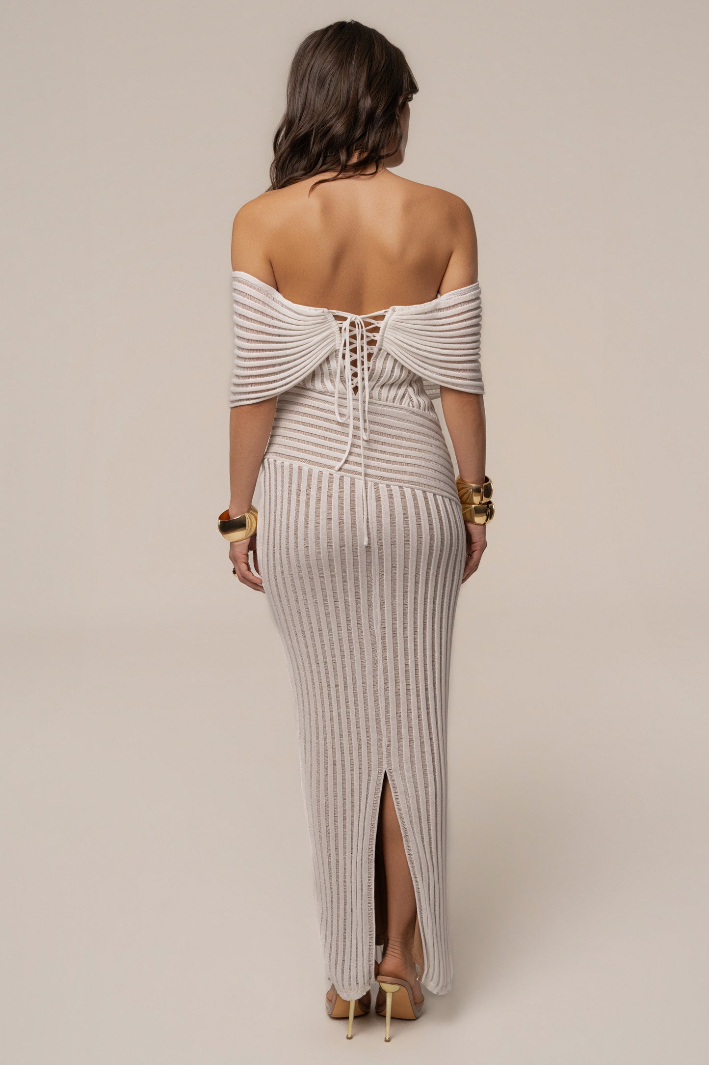 « Chant de Sirène » — Robe Longue Bustier Dos Lacé, Ivoire